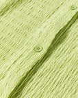 Textured Short Sleeve Patch Pocket Buttoned Romper