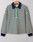 Louisa Contrast Collar Zip Long Sleeve Top