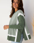 Stripe Colorblock Patchwork Dolman Sleeve Sweater