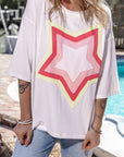 Halle Star Patched Half Sleeve Oversized Tee