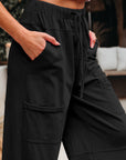 Mineral Wash Reverse Seam Drawstring Elastic Waist Pants