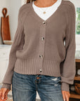 Textured Knit Button Front V-Neck Cardigan