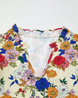 Floral Ruffle Shoulder Long Sleeve Blouse
