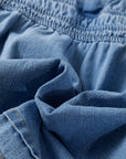 Denim Elastic Waist Short Sleeve Mini Dress