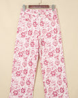 Floral Denim High Waist Pants