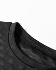 Checker Textured Patchwork Long Sleeve Top