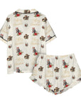 Baha Ranch Christmas Horses Cowgirl Western Satin Short Pajama Set