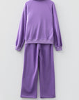Solid Collared Top and Central Seam Pants Set
