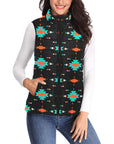 Baha Ranch Turquoise Orange Aztec Women's Western Puffy Vest