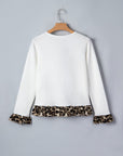 Leopard Ruffle Patchwork Button Up Cropped Cardigan