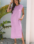 Mineral Wash Pocketed T-shirt Maxi Dress