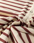 Stripe Half Buttoned Short Sleeve Top