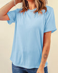 Solid Short Sleeve Crew Neck Tee