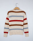 Stripe Drop Shoulder Exposed Seam Sweater