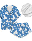 Baha Ranch Blue Bronc Satin Ruffle Hem Pajama set