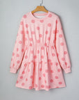 Polka Dot Long Sleeve Flared Mini Dress