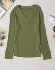 Anahi Textured Knit Cuffs Long Sleeve Top