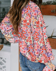 Boho Floral Smocked Puff Sleeve Blouse