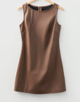Vegan Leather Sleeveless Mini Dress