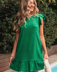 Claire Textured Flutter Sleeve Ruffled Mini Dress