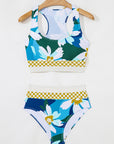 Floral Racerback Cutout High Waist Bikini Set