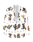 Baha Ranch Colores de Mexico Mexican Talavera Floral Animals Blazer in White