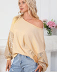 Sequin Patchwork Sleeve Open Back Top
