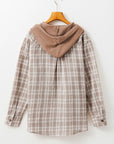 Checker Button-Up Chest Pocket Hooded Shacket