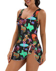 Baha Ranch Vegas Neon Skirted Swimsuit