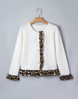 Leopard Ruffle Patchwork Button Up Cropped Cardigan