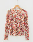 Virginia Floral Print Mesh Long Sleeve Top