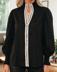 Estrella Flounce Sleeve Trim Blouse