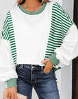 Stripe Colorblock Patchwork Contrast Stitch Sweatshirt