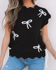 Dayana Bow Print Side Ties Sweater Top