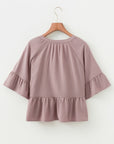 Ainsley Slit Ruffled Loose Blouse
