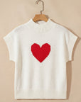 Heart Graphic Cropped Short Sleeve Sweater