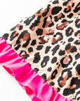 Leopard Contrast Trim Shirt and Ruffle Hem Short Set