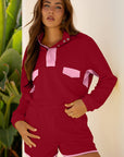 Colorblock Patchwork Pullover and Shorts Set