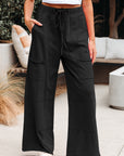 Mineral Wash Reverse Seam Drawstring Elastic Waist Pants