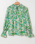 Milena Sleeve Shirred Mock Blouse