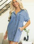 Rivka Pocketed Button up Denim Tunic Dress