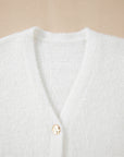 Solid Fuzzy Button-Front Cardigan
