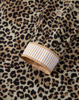 Leopard Contrast Stripe Buttoned V-Neck Shirt