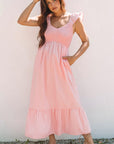 Ashlyn Flutter Sleeve Smocked Bodice Maxi Dress