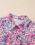 Floral Collared Half-Placket Short Sleeve Mini Dress