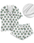 Baha Ranch Turquoise Naja White Satin Ruffle Pajama Set