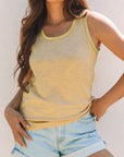 Metallic Contrast Trim Scoop Neck Tank Top