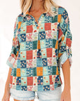Zyla Up Sleeve Shift Blouse