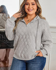 Gray Quilted Quarter Zip Plus Size Hoodie