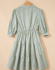 Stripe Tassel Tie-Neck Ruffle Tiered Dress